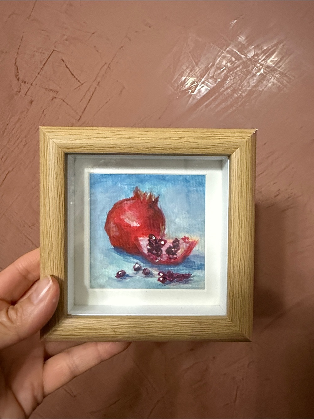 Mini Framed Pomegranate Painting - Red - Unbranded